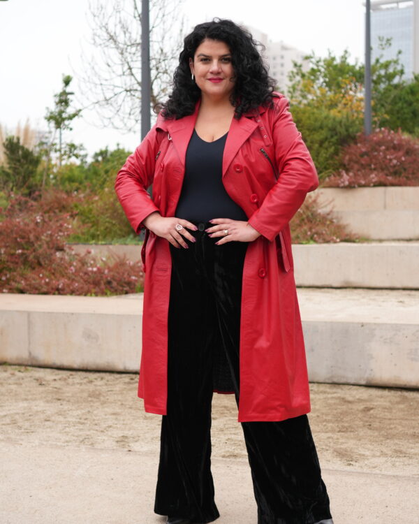Trench de cuero Modelo Polly rojo