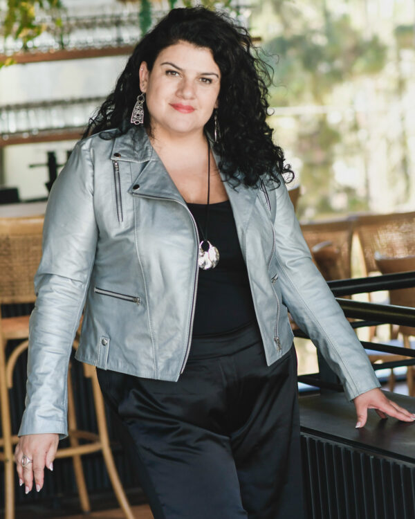 Chaqueta de cuero mujer Gris Perla Marcela