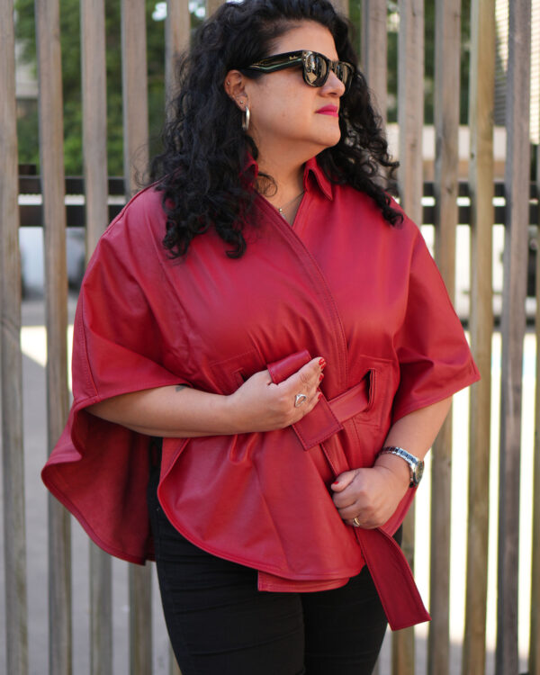 capa de cuero Olga rojo